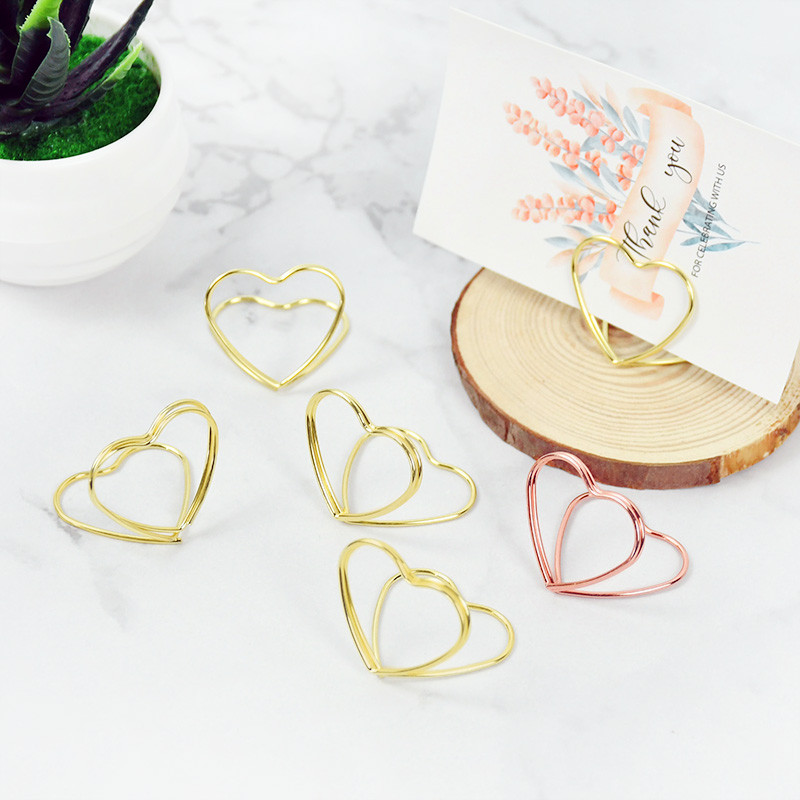 30db dupla szív alakú fém jegyzettartó fotó klip szívüzenetkártya-állvány buli esküvői bankett asztalhoz helykártyatartó