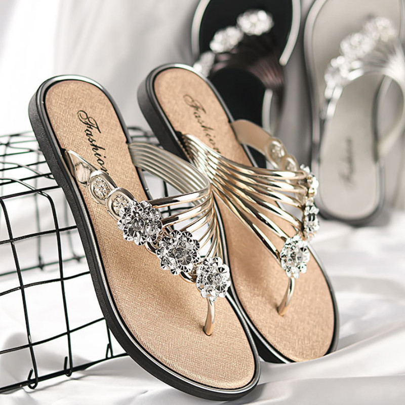 Női lapos papucsok divat alkalmi papucsok virág könnyű szandálok csúszásmentes parti strandcipők Chanclas Verano Mujer