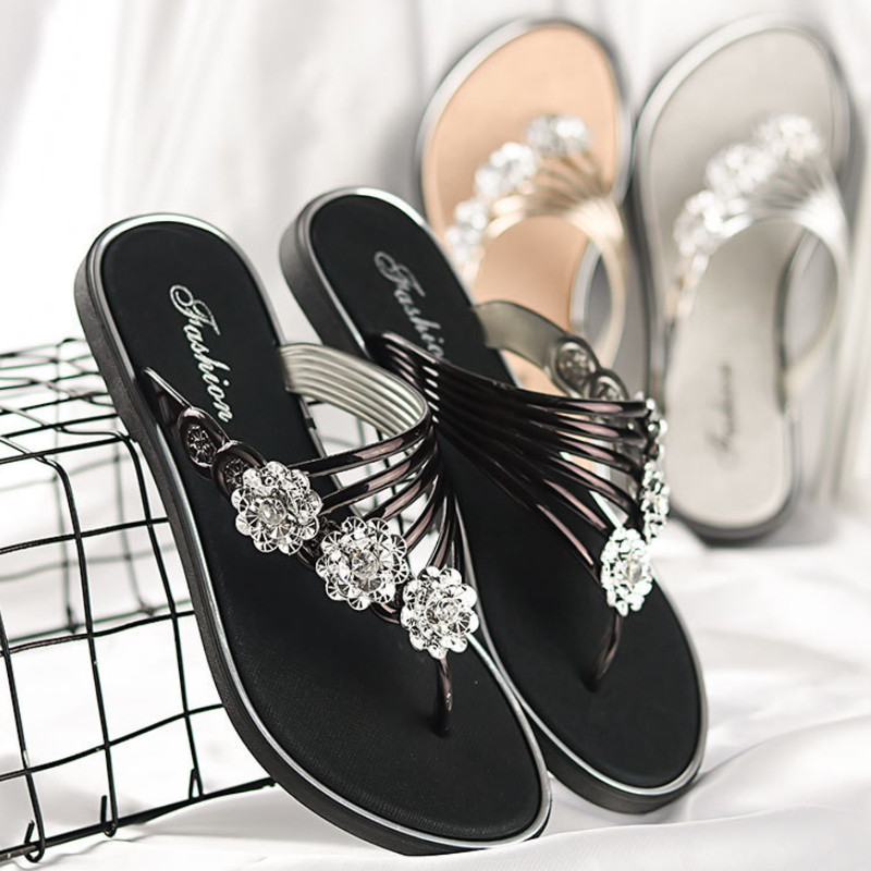 Női lapos papucsok divat alkalmi papucsok virág könnyű szandálok csúszásmentes parti strandcipők Chanclas Verano Mujer