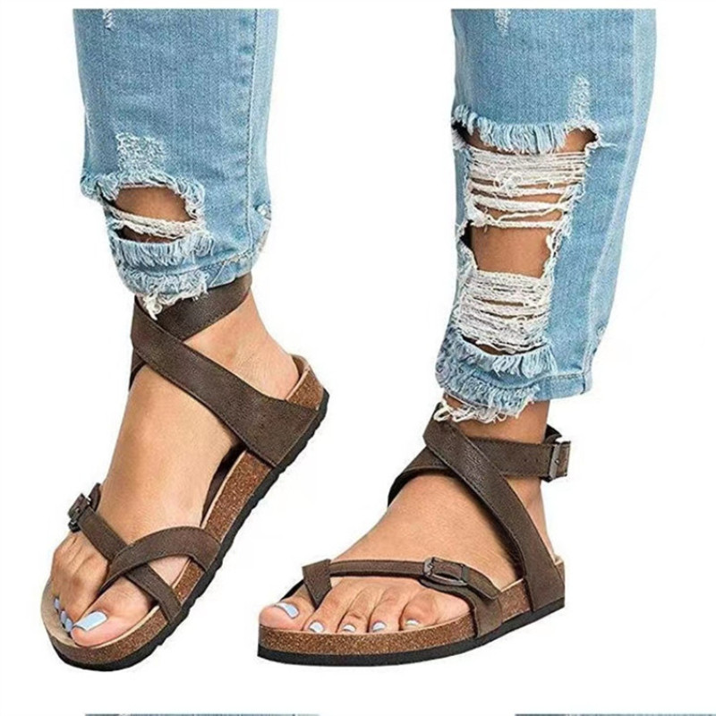 Női szandálok, 2022, új női nyári szandálok, 43-as nagyméretű, PU bőr lapos szandálok Női úszócipők, alkalmi strandcipők, női