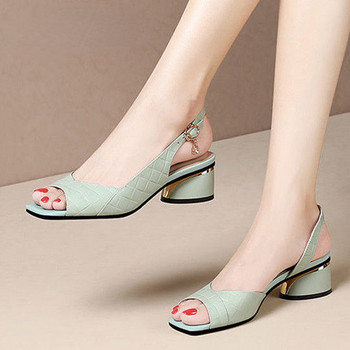 Νέα καλοκαιρινά γυναικεία σανδάλια Ανοιχτό λουράκι πλάτης με τακούνια παπούτσια Peep toe γυναικεία παπούτσια Κλασικό φόρεμα Sandalias Mujer Pumps