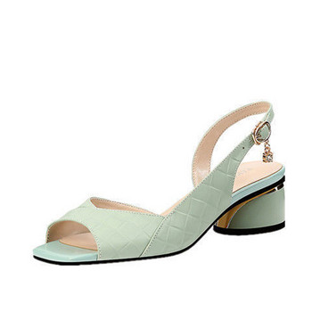 Нови летни дамски сандали Помпи с отворени пръсти Задна каишка Обувки на среден ток Дамски обувки с отворени пръсти Класическа рокля Sandalias Mujer Помпи
