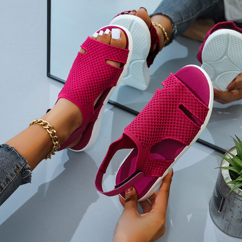2023 Νέα καλοκαιρινά γυναικεία φλατ Κρυστάλλινα ελαστικά ορθοπεδικά σανδάλια ανοιχτά παπούτσια παραλίας Παπούτσια casual γυναικεία Sandalias Mujeres