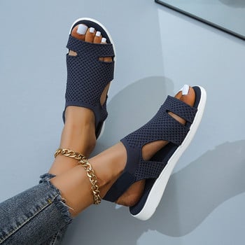 2023 Нови летни дамски равни обувки Кристални еластични ортопедични сандали Плажни обувки с отворени пръсти Обувки Ежедневни дамски сандали Mujeres