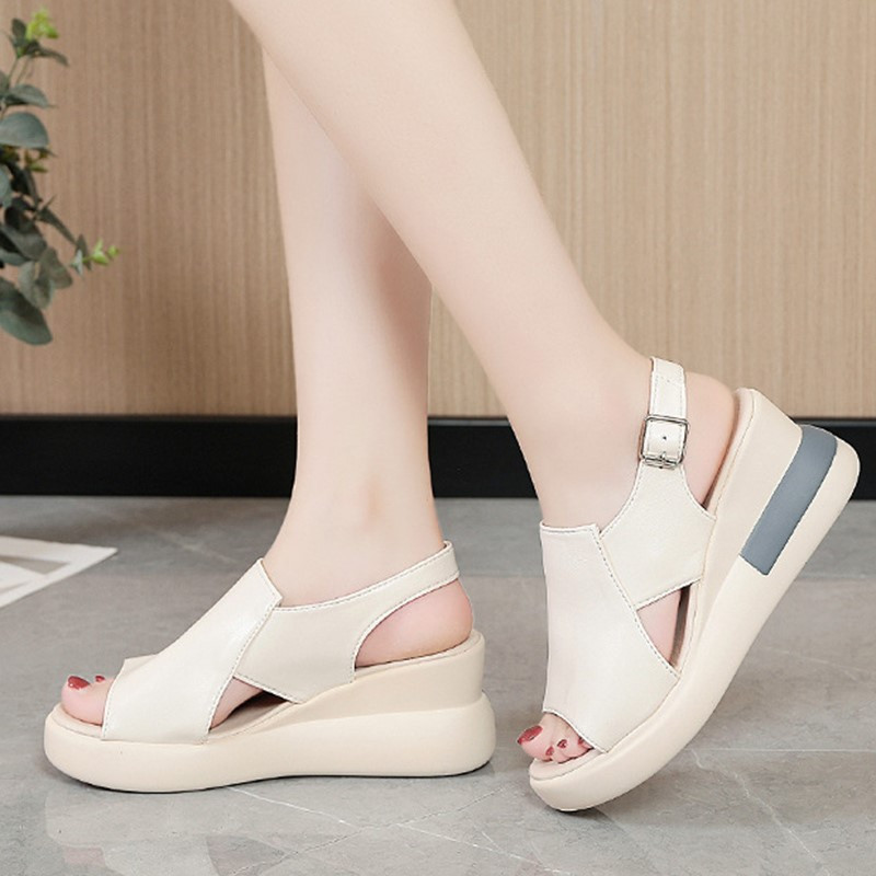 Női szandálok, 2023. nyár, új, nyitott orrú divatos, csúszásmentes platformos női szandálok, ékcsatos lábbelik, női cipők