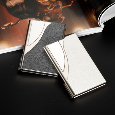 Кожен метален калъф за държач за визитки Кутия за кредитни карти Органайзер Портмоне Капак за метална кутия Мъже Жени Калъф за флип карти Портфейл