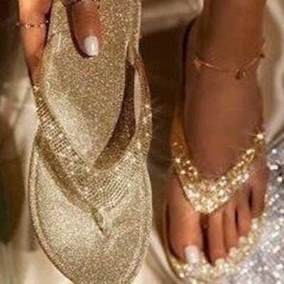 2023 Γυναικείες παντόφλες σαγιονάρες Slides Bling Rhinestone Γυναικεία παπούτσια Casual καλοκαιρινά επίπεδα γυναικεία κρύσταλλα γκλίτερ Γυναίκα συν μέγεθος 43