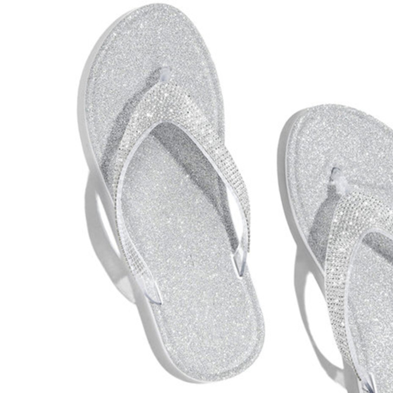 2023 Női Flip Flop papucs Csúszdák Bling Strasszos Női Cipők Alkalmi nyári lapos Női Kristály Csillogó Női Nagy 43