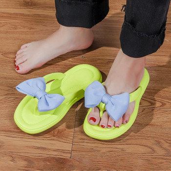 Κορεάτικες σαγιονάρες παπιγιόν Slik Γυναικεία μαλακή σόλα Cloud slippers Γυναικεία παπούτσια 2023 Καλοκαιρινή πλατφόρμα Επίπεδα τακούνια πέδιλα Γυναικεία διαφάνειες
