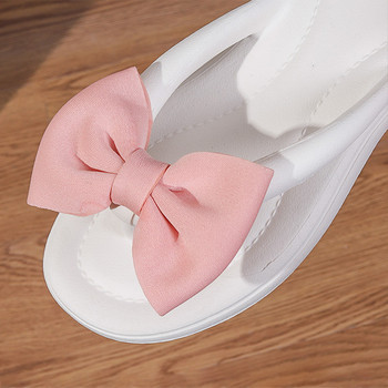 Корейски джапанки Slik Bowtie Дамски меки подметки Облачни чехли Дамски обувки 2023 Летни сандали на плоски токчета Дамски пързалки