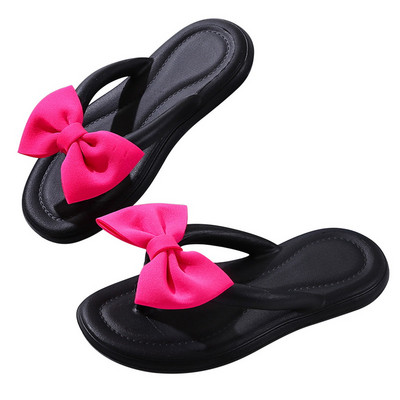 Корейски джапанки Slik Bowtie Дамски меки подметки Облачни чехли Дамски обувки 2023 Летни сандали на плоски токчета Дамски пързалки