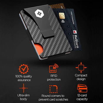 Ανδρικό πορτοφόλι θήκης πιστωτικής κάρτας από ανθρακονήματα Νέο μινιμαλιστικό μπλοκάρισμα λεπτής μεταλλικής θήκης φορητό προστατευτικό κλιπ πιστωτικής κάρτας