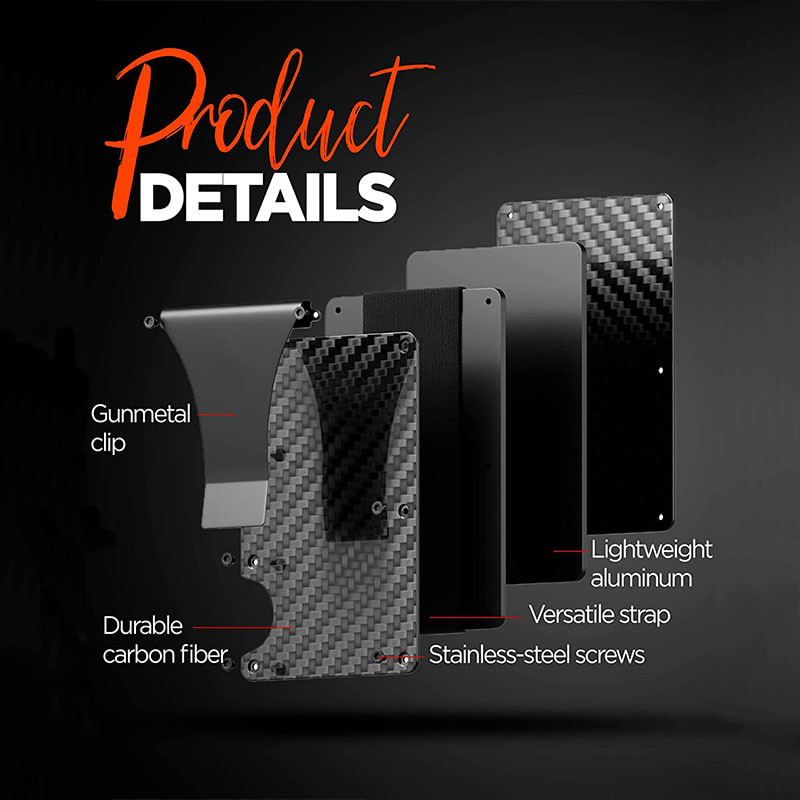 Férfi szénszálas hitelkártya tartó pénztárca Új minimalista blokkoló vékony fém kártyatartó hordozható hitelkártya védő klip