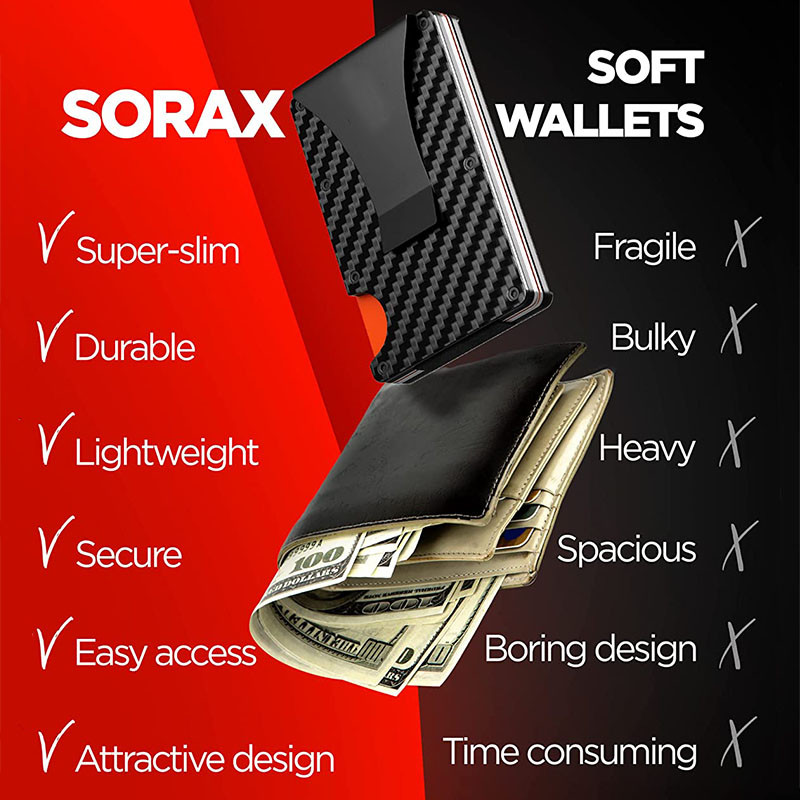 Férfi szénszálas hitelkártya tartó pénztárca Új minimalista blokkoló vékony fém kártyatartó hordozható hitelkártya védő klip