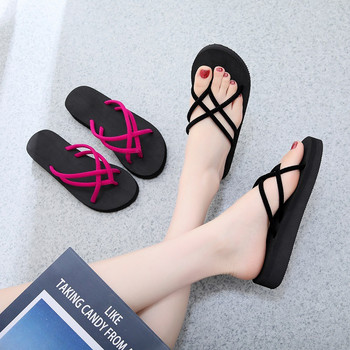 Модни дамски чехли Летни външни леки готини обувки Дамски плоски джапанки Черни неплъзгащи се основни домашни сандали Zapatos