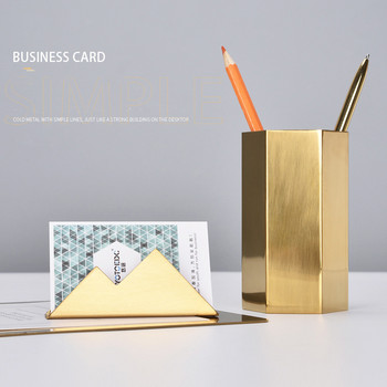 Бизнес стил от неръждаема стомана Златен държач за визитки Поставка за бюро Поставка за карти за визитки Организатори за офис бюро
