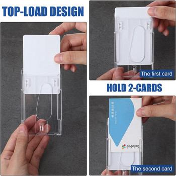 5 τμχ Διαφανές πλαστικό κάθετο σκληρό κάλυμμα κάρτας πρόσβασης ταυτότητας Θήκη πιστωτικής κάρτας Θήκη σήματος Διπλής όψης Θήκη για κάρτα