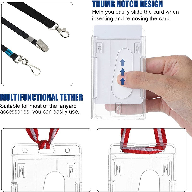 5 db átlátszó műanyag függőleges merev azonosító belépőkártya borító hitelkártya tok jelvénytartó kétoldalas kártyatartó tok