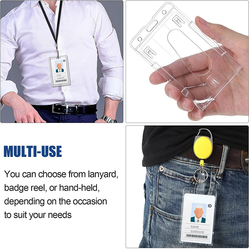 5 db átlátszó műanyag függőleges merev azonosító belépőkártya borító hitelkártya tok jelvénytartó kétoldalas kártyatartó tok