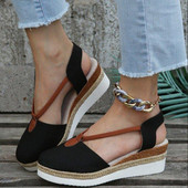 Ladies Baotou Wedges Sandals Casual Shoes Plus Size Platform Summer Falts Walkking Cloth Παπούτσια Sandalias De Mujer