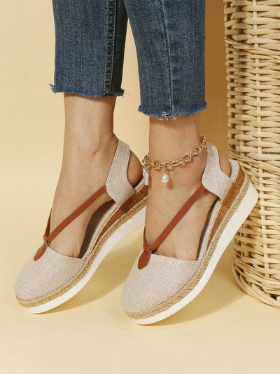 Ladies Baotou Wedges Sandals Casual Shoes Plus Size Platform Summer Falts Walkking Cloth Παπούτσια Sandalias De Mujer
