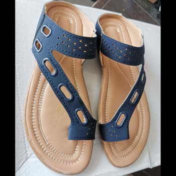 Нови дамски сандали с комфорт плюс ретро чехли на танкетка с дебел ток за свободното време Плосък голям пръст на открито Плажни първокласни ортопедични обувки