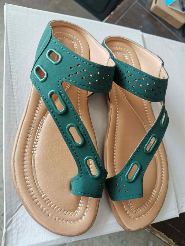 Új Női Comfort Plus szandál Retro vastag sarkú ékpapucs szabadidős ujjak lapos nagylábujj szabadtéri strand prémium ortopéd cipők