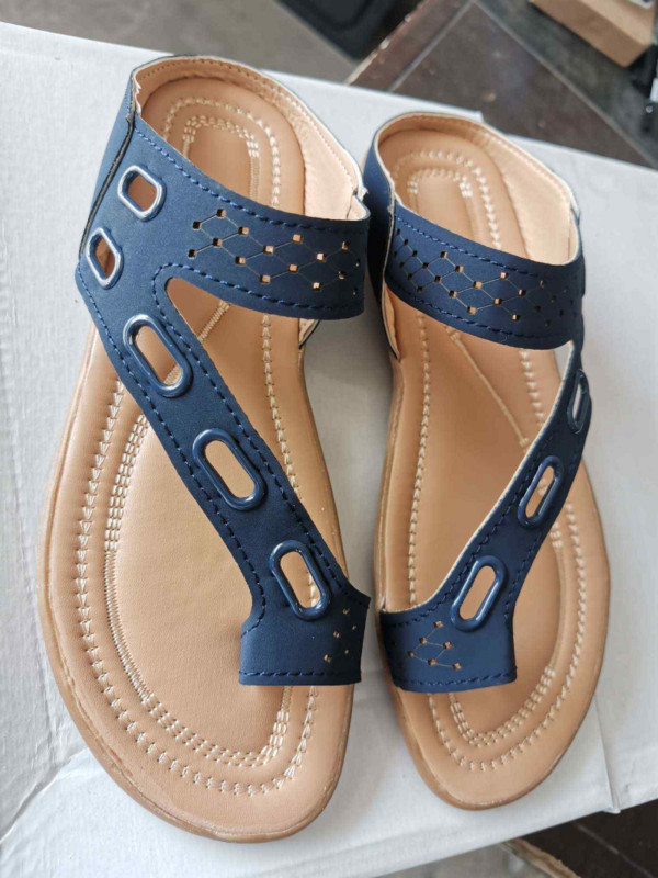 Új Női Comfort Plus szandál Retro vastag sarkú ékpapucs szabadidős ujjak lapos nagylábujj szabadtéri strand prémium ortopéd cipők