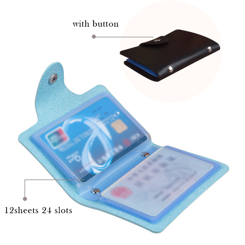 Kawaii 24 Slots kártyatartó Hordozható hitel bankkártya tok Névjegykártya fotótartó Pénztárca Készpénztartó Kuplung asztali rendszerező