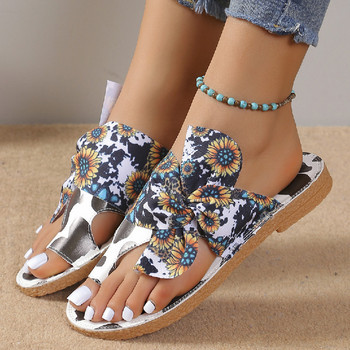 Дамски летни сандали с приплъзване Ежедневни плоски обувки Дамски ежедневни летни обувки с панделка за жени Джапанки с равни обувки Chaussure Femme