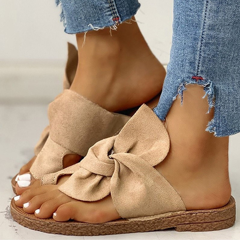 Női nyári szandálok Slip on Alkalmi lapos Cipők Női Bowknot Alkalmi nyári cipők Női Flip Flop Flats Chaussure Femme