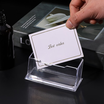 Clear Office Desk Κουτί επαγγελματικών καρτών Ακρυλική βάση αποθήκευσης οθόνης μεγάλης χωρητικότητας Διαφανής επιφάνεια εργασίας Κουτιά ραφιών για επαγγελματικές κάρτες