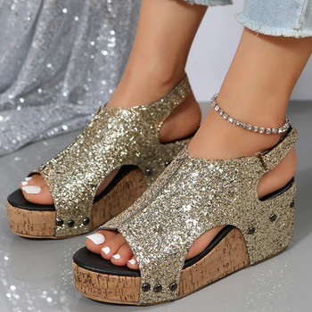 Καλοκαίρι 2023 Τα νέα casual wedge πέδιλα γυναικεία μόδα Κομψά αντιολισθητικά τακούνια πλατφόρμας με πόρπη από καουτσούκ Peep toe Roman παπούτσια
