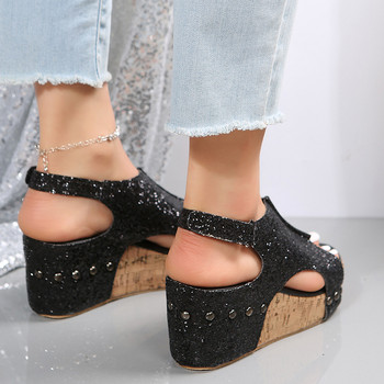 Καλοκαίρι 2023 Τα νέα casual wedge πέδιλα γυναικεία μόδα Κομψά αντιολισθητικά τακούνια πλατφόρμας με πόρπη από καουτσούκ Peep toe Roman παπούτσια