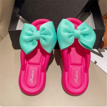 Дамски домашни плоски чехли Дизайнерски сандали с панделка 2023 Летни ежедневни пързалки Женски чехли за баня Джапанки Обувки на платформа