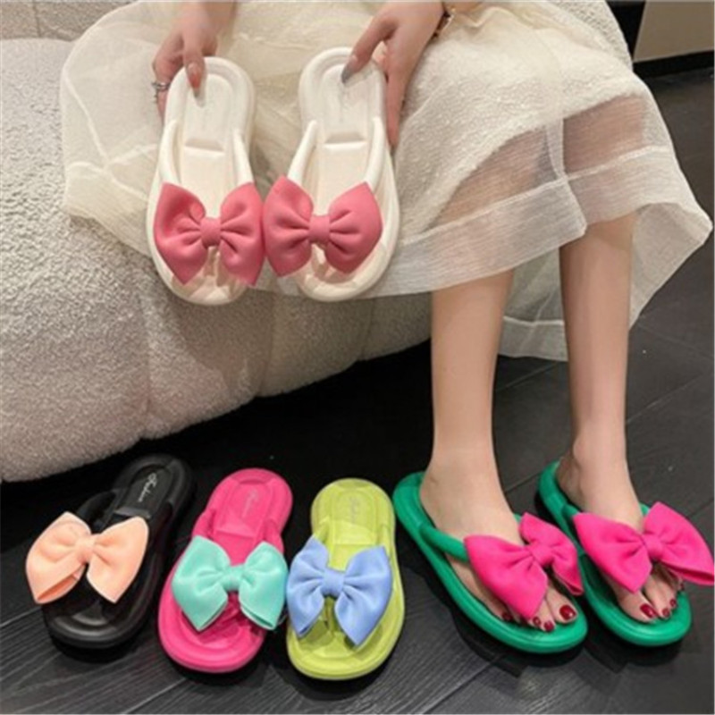 Női otthon Lapos papucsok masni tervező szandálok 2023 nyári alkalmi csúszdák fürdőszoba női papucs papucs Platform cipők