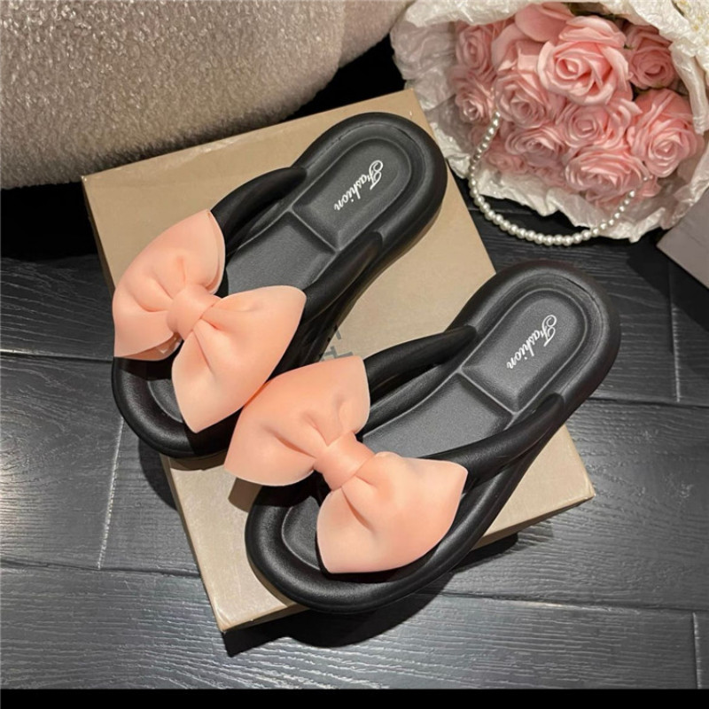 Női otthon Lapos papucsok masni tervező szandálok 2023 nyári alkalmi csúszdák fürdőszoba női papucs papucs Platform cipők