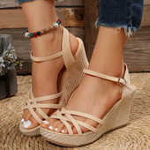 Fashion Wedges Παπούτσια για γυναίκες 2023 Καλοκαιρινή πλατφόρμα Ψηλοτάκουνα Sandalias Mujer με λουράκι στον αστράγαλο Gladiator Γυναικεία παπούτσια