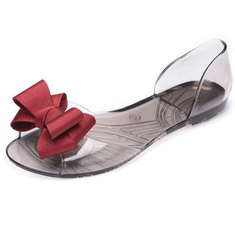 Új divatos női szandál nyári masni átlátszó alkalmi női szandál