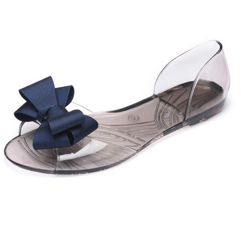 Új divatos női szandál nyári masni átlátszó alkalmi női szandál