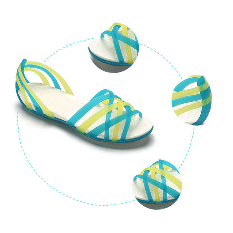 Női szivárvány zselés szandálok Candy Color Peep Toe női lapos strandcipők csúszdákon Alkalmi női nyári lábbelik