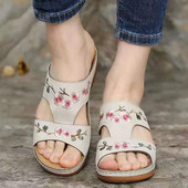 Μόδα Γυναικεία Σανδάλια Flowers Slip On Γυναικείες Παντόφλες Casual Platform Σανδάλια Γυναικεία παπούτσια Υπαίθρια καλοκαιρινά παπούτσια Γυναικεία Plus Size