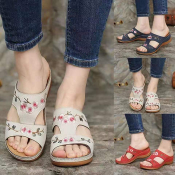 Модни дамски сандали Дамски чехли с цветя Ежедневни сандали на платформа Дамски обувки Външни летни обувки Дамски големи размери
