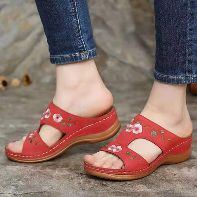 Μόδα Γυναικεία Σανδάλια Flowers Slip On Γυναικείες Παντόφλες Casual Platform Σανδάλια Γυναικεία παπούτσια Υπαίθρια καλοκαιρινά παπούτσια Γυναικεία Plus Size