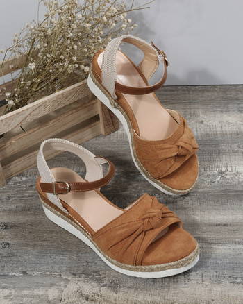 Едноцветни дамски ежедневни сандали на танкетка с дебела платформа Дамски летни плажни сандали с панделка Sandalias Mujer Verano 2022