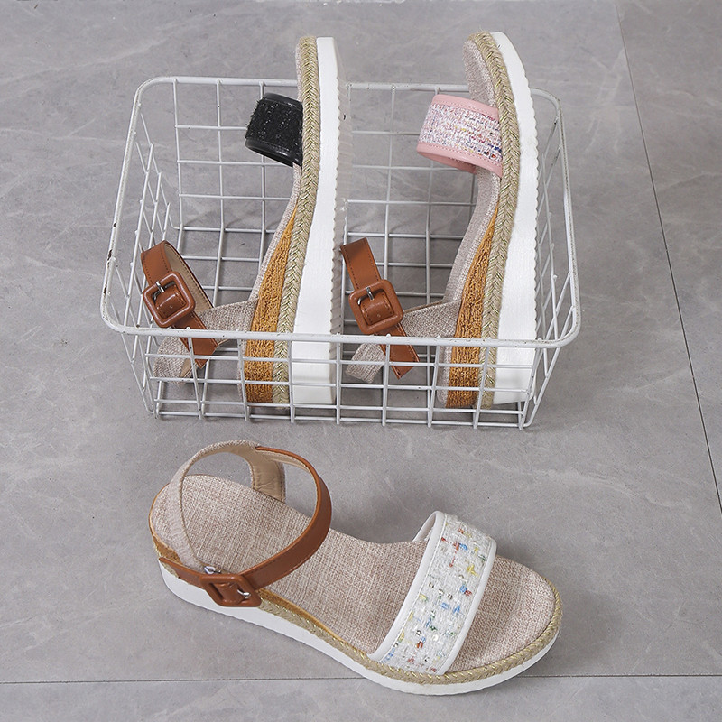 Lucyever nyári patchwork ékszandálok, női 2023 bokacsattal, platformos sandles, női nagyméretű, csúszásmentes, alkalmi szandálok Mujer