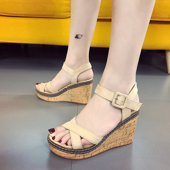 Нови летни дамски сандали на танкетка Дамски велурени сандали с висока платформа с отворени пръсти Дамски обувки Zapatos De Mujer Zapatos