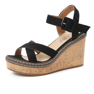 Νέα καλοκαιρινά γυναικεία πέδιλα Wedges Female Suede Follow Sindals High Wedges Peep Toe Πλατφόρμα Γυναικεία παπούτσια Zapatos De Mujer Zapatos