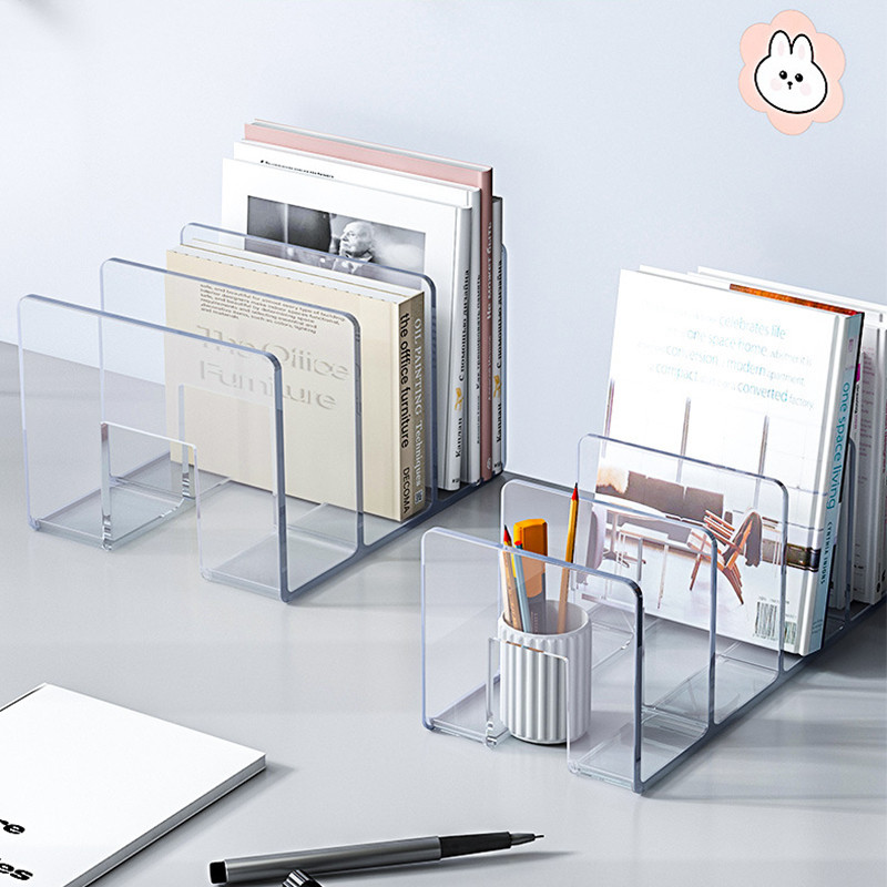 Uredski dokumenti Akrilni stalak za knjige Kutija za pohranu 3/4 odjeljka Jednostavan sklopivi stolni organizator datoteka Stalak za knjige Školska polica