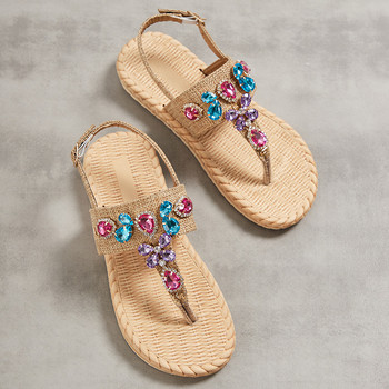 Дамски летни чехли с леопардови принтове Сандали с мека подметка на цветя Външни плажни бохемски обувки Римски джапанки Дамски обувки с панделка